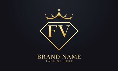Diamond crown vector. Luxury queen logo for jewelry vector with letters	