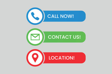 Contact us button with call now label banner and location icon chat sign in modern banners buttons