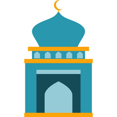 Illustration vector graphic design Modern Flat Elegant Islamic Mosque Building, Suitable for Diagrams, Map, Infographics, Illustration, And Other Graphic Related Assets