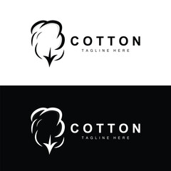 Cotton Logo, Soft Cotton Flower Design Vector Natural Organic Plants Apparel Materials And Beauty Textiles