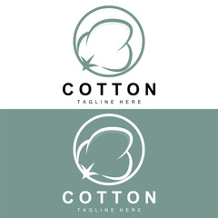 Cotton Logo, Soft Cotton Flower Design Vector Natural Organic Plants Apparel Materials And Beauty Textiles