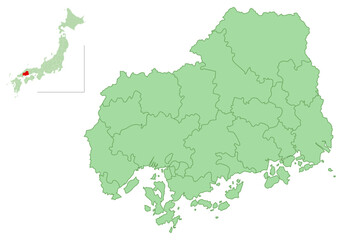 Obraz premium 広島 地図 市町村 アイコン