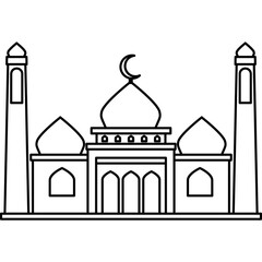 Illustration vector graphic design hand drawing style of muslim mosque