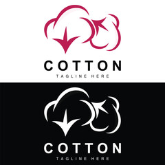 Cotton Logo, Soft Cotton Flower Design Vector Natural Organic Plants Apparel Materials And Beauty Textiles