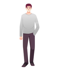 character man with hand in the pocket