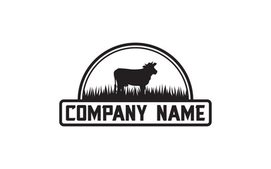 Retro Vintage Cattle Angus Livestock Beef Emblem Label logo design template