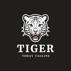 tiger face head mammal predator mascot power wildcat jungle  logo design vector illustration