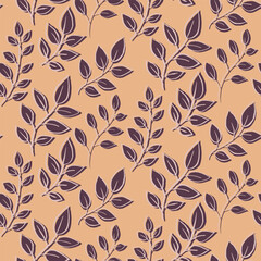 Fototapeta premium Seamless background in the style of nature. Vintage pattern. Geometric ornament Leaf elements. Vector illustration. Used for wallpaper, wrapping paper for printing, textiles.