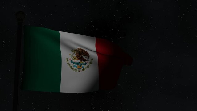 Animation Seamless Looping National Flag at Night  -Mexico