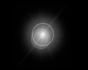 Overlay, flare light transition, effects sunlight, lens flare, light leaks. High-quality stock image of warm sun rays light effects, overlays or white flare isolated on black background for design