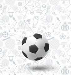Soccer ball on white background with pattern. 3d vector illustration
