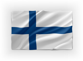 Obraz premium Blue and white flag of Finland. 3d vector object isolated on white background
