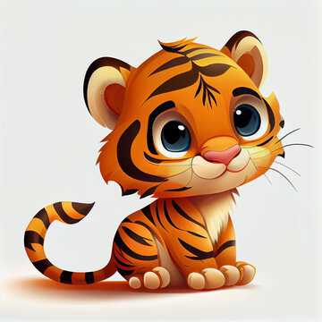 Cute cartoon tiger character. Generative AI