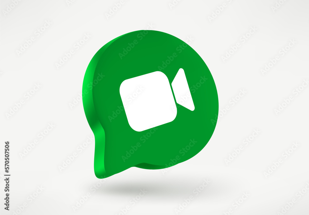 Aufkleber speech cloud with camera icon isolated on white background. 3d vector illustration