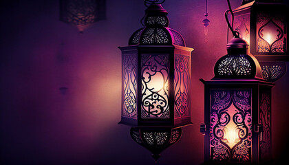Arabian ornate lanterns for Eid celebration