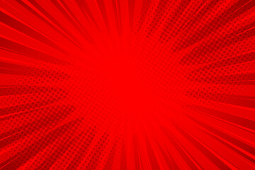Red comic pop art vintage background with halftone dots