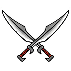 Spartan Greek Warrior Crossed Swords Blades Drawing