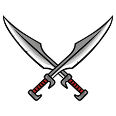Spartan Greek Warrior Crossed Swords Blades Vector Drawing
