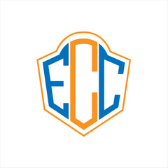 ECC abstract monogram shield logo design on white background. ECC creative initials letter logo concept.
