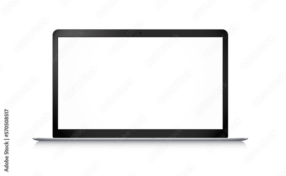 Poster Modern laptop with empty wide screen. Vector 3d mockup isolated on white background