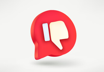 Speech cloud with thumbs down. Bad feedback concept. 3d vector illustration