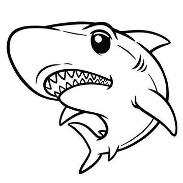 Vector illustration of Cartoon Shark - Coloring book for kids