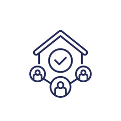tenants line icon with a house, vector
