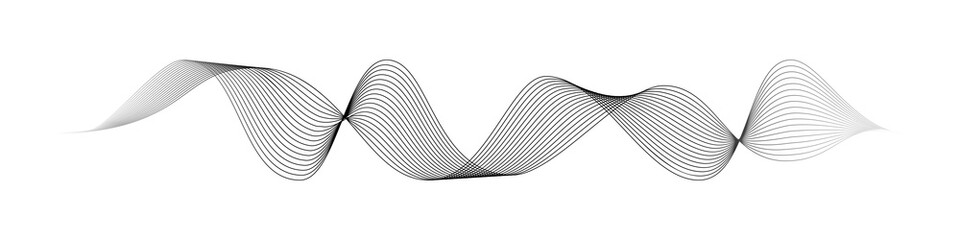 Abstract motion wave vector illustration. Black design element for party, music or technology modern concept isolated on white background