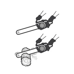 illustration of chainsaw, wood cutting machine, vector art.