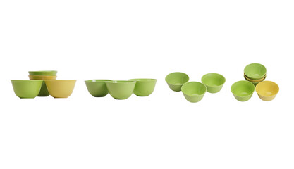 two empty green and brown bowls with a transparent background
