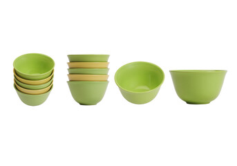 green and brown tiered bowls with a transparent background