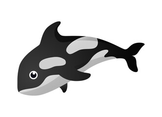 Killer whale ( Orca ) cartoon character . Vector .