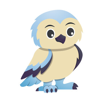 Snowy owl cartoon character . Vector .