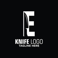 Letter E Knife Logo Design Template Inspiration, Vector Illustration.