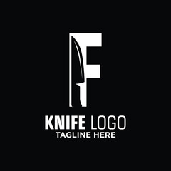 Letter F Knife Logo Design Template Inspiration, Vector Illustration.