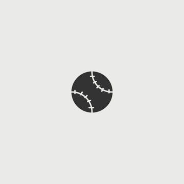 Baseball solid art vector icon isolated on white background.  filled symbol in a simple flat trendy modern style for your website design, logo, and mobile app
