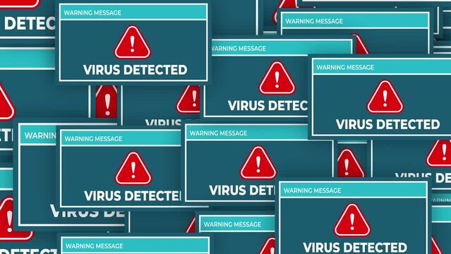 virus detected Many Windows - 2D Transition animation background. Concepts of approval, acceptance and showing satisfaction. Poping sign animation.