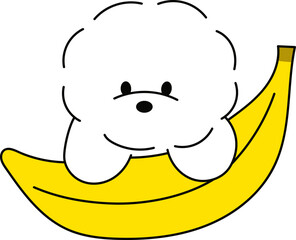 バナナから顔を出すビジョンフリーゼ
