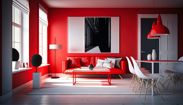 Bright Red Living Room