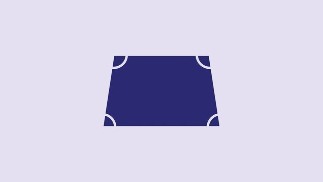 Blue Acute trapezoid shape icon isolated on purple background. 4K Video motion graphic animation