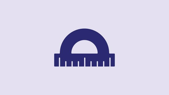 Blue Protractor grid for measuring degrees icon isolated on purple background. Tilt angle meter. Measuring tool. Geometric symbol. 4K Video motion graphic animation