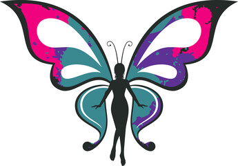 Beauty flying women  butterfly logo vector