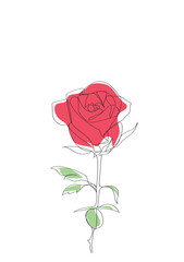 line art or One Line Drawing of  rose flower minimalist drawing vector illustration floral art design
