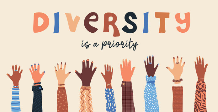 Diversity Is A Priority. Set Of Diversity Skin Hands, People Multi Ethnic Race. Racial Equality And Anti-racism. Multicultural Society. Friendship. Vector Illustration