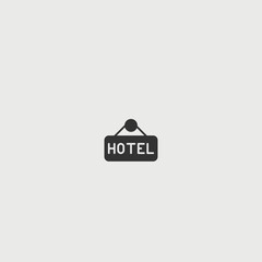 Hotel Sign solid art vector icon isolated on white background.  filled symbol in a simple flat trendy modern style for your website design, logo, and mobile app