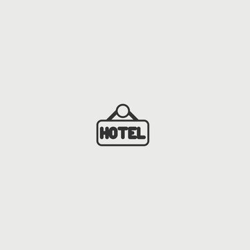 Hotel Sign solid art vector icon isolated on white background.  filled symbol in a simple flat trendy modern style for your website design, logo, and mobile app