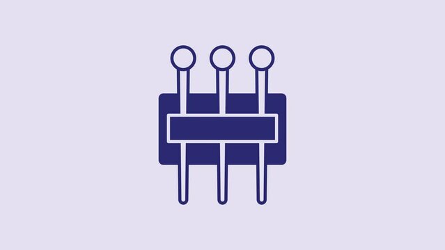 Blue Needle for sewing icon isolated on purple background. Tailor symbol. Textile sew up craft sign. Embroidery tool. 4K Video motion graphic animation