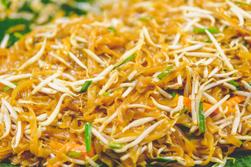 Pad Thai close up with blurred background