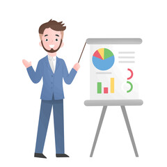 Businessman making presentation explaining charts