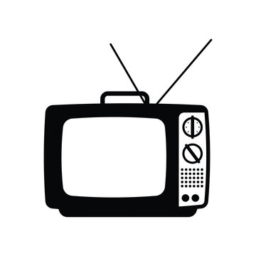 recommend clip art: Retro TV Silhouette. Black and White Icon Design Element on Isolated White Background